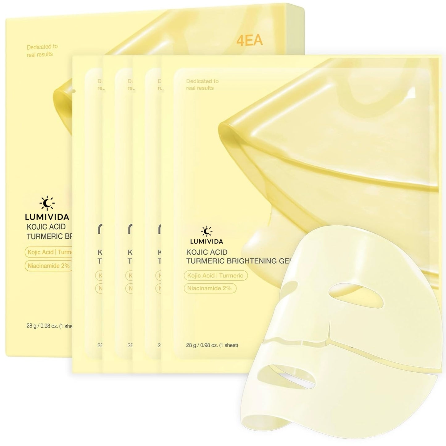 LUMIVIDA KOJIC ACID TURMERIC FACE MASK 4 EACH